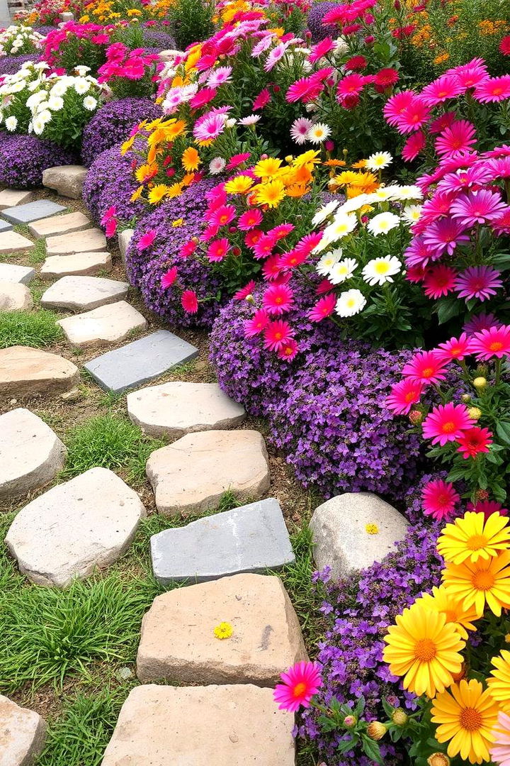 Seasonal Flower Borders - 22 Stepping Stone Walkway Ideas