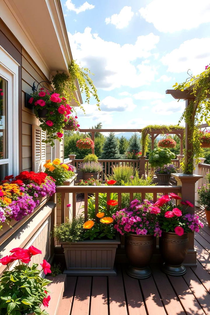 Seasonal Flower Deck - 22 Ground Level Deck Ideas