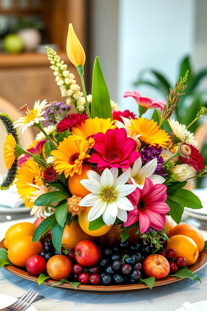 Seasonal Fruit and Floral Blend - 22 Dining Table Centerpiece Ideas