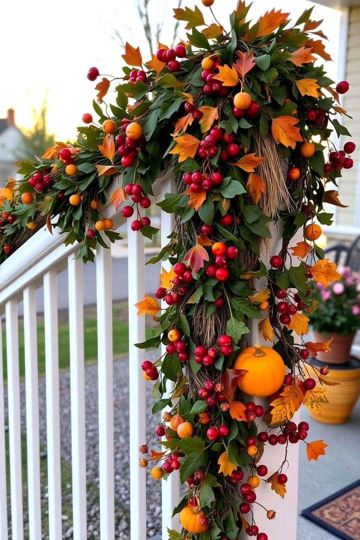 Seasonal Garlands Along Railings - 22 fall outdoor decorating ideas