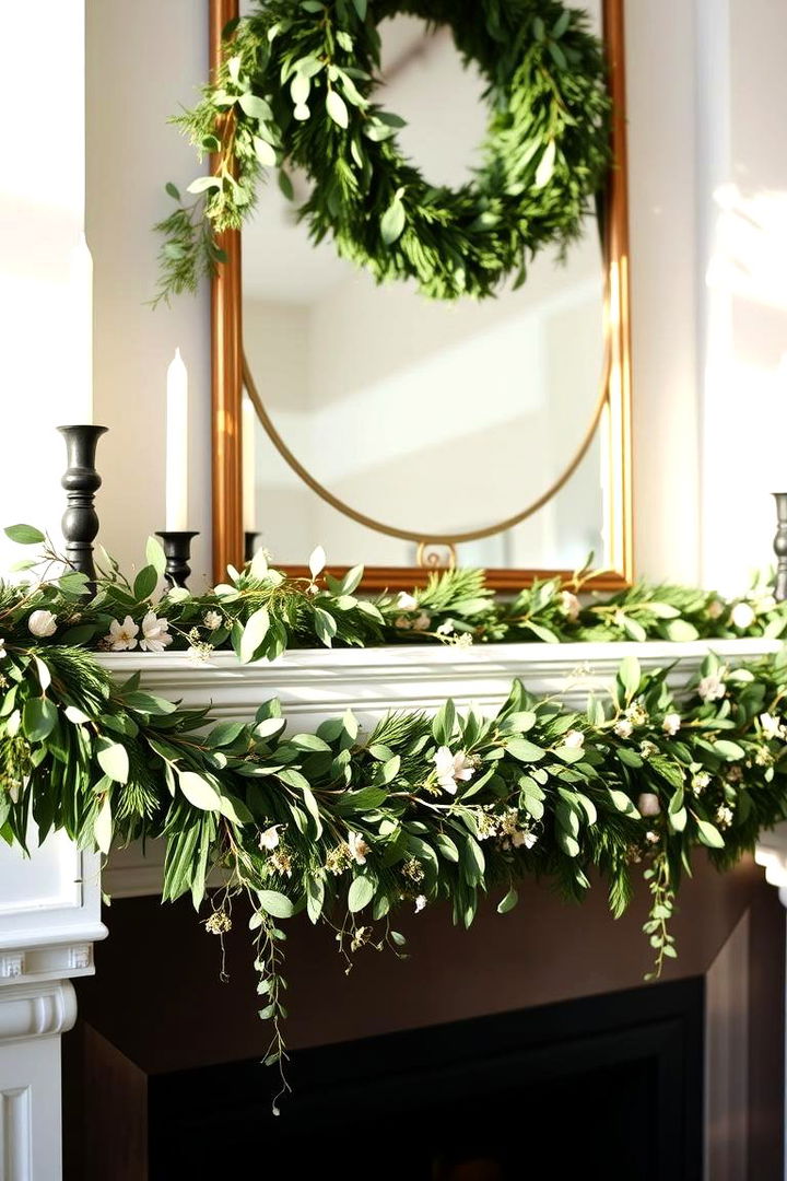 Seasonal Greenery Garlands - 22 Spring Mantel Decor Ideas