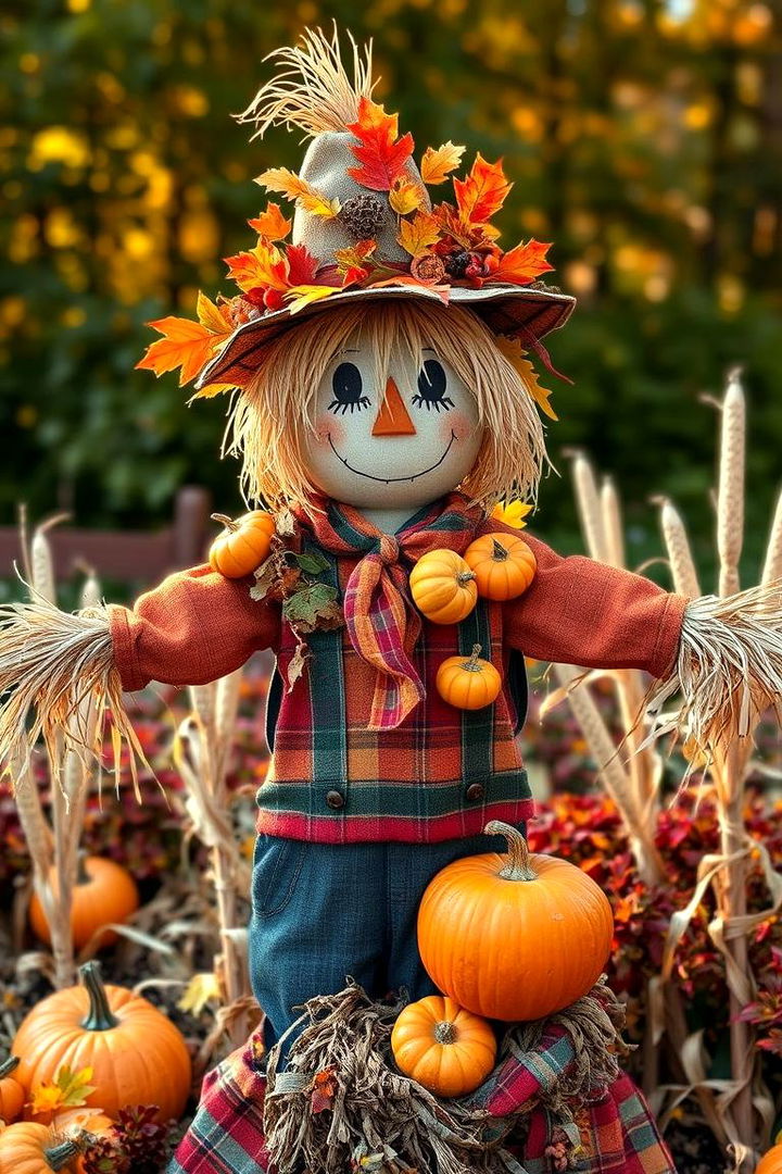 Seasonal Harvest Themed Scarecrow - 22 Garden Scarecrow Ideas