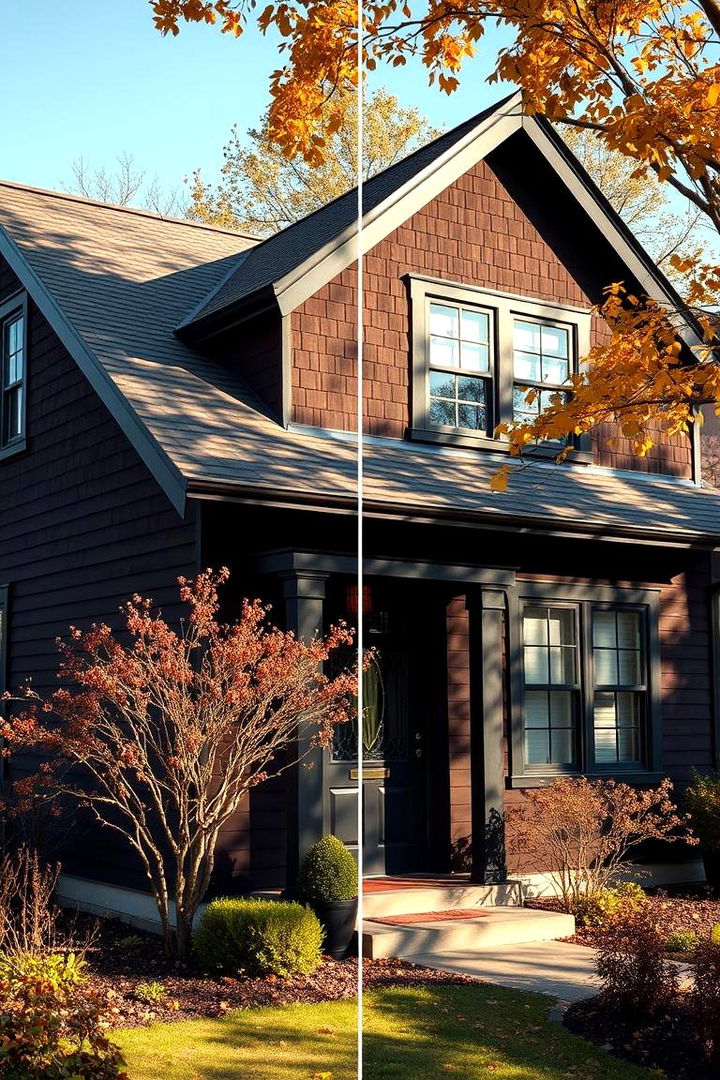 Seasonal Transformation Appeal - 22 Dark Brown House With Black Trim