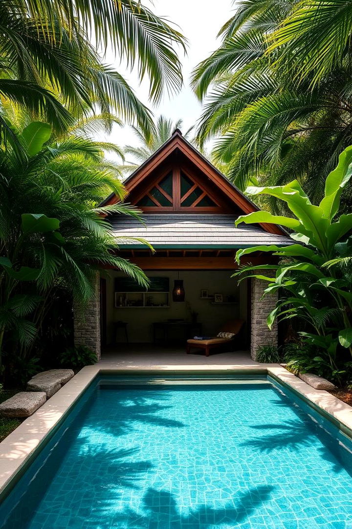 Secluded Cabana and Pool House Designs - 22 Tropical Pool Landscaping Ideas