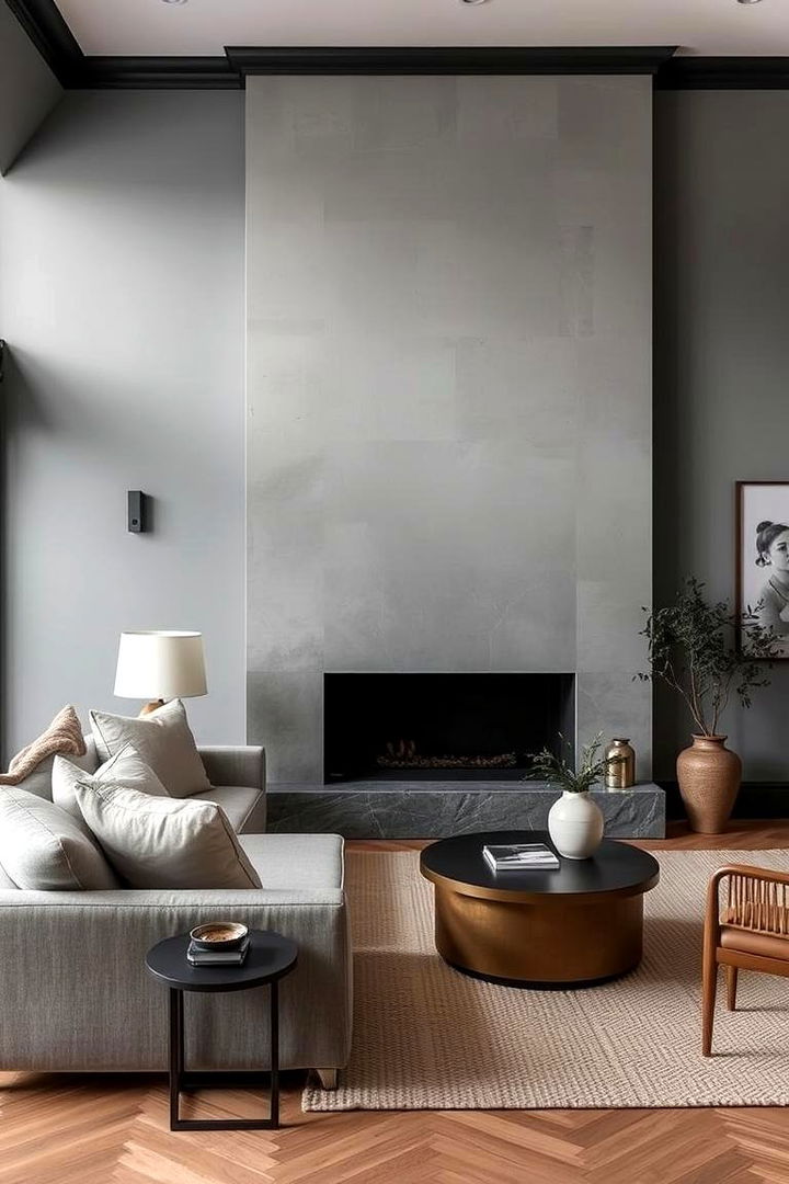 Serene Atmosphere with Texture - 22 Living Room With Grey Walls and Black Trim