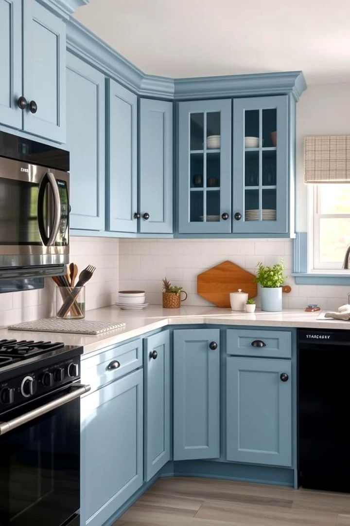 Serene Blue Cabinets - 22 What Color Cabinets Go With Black Appliances