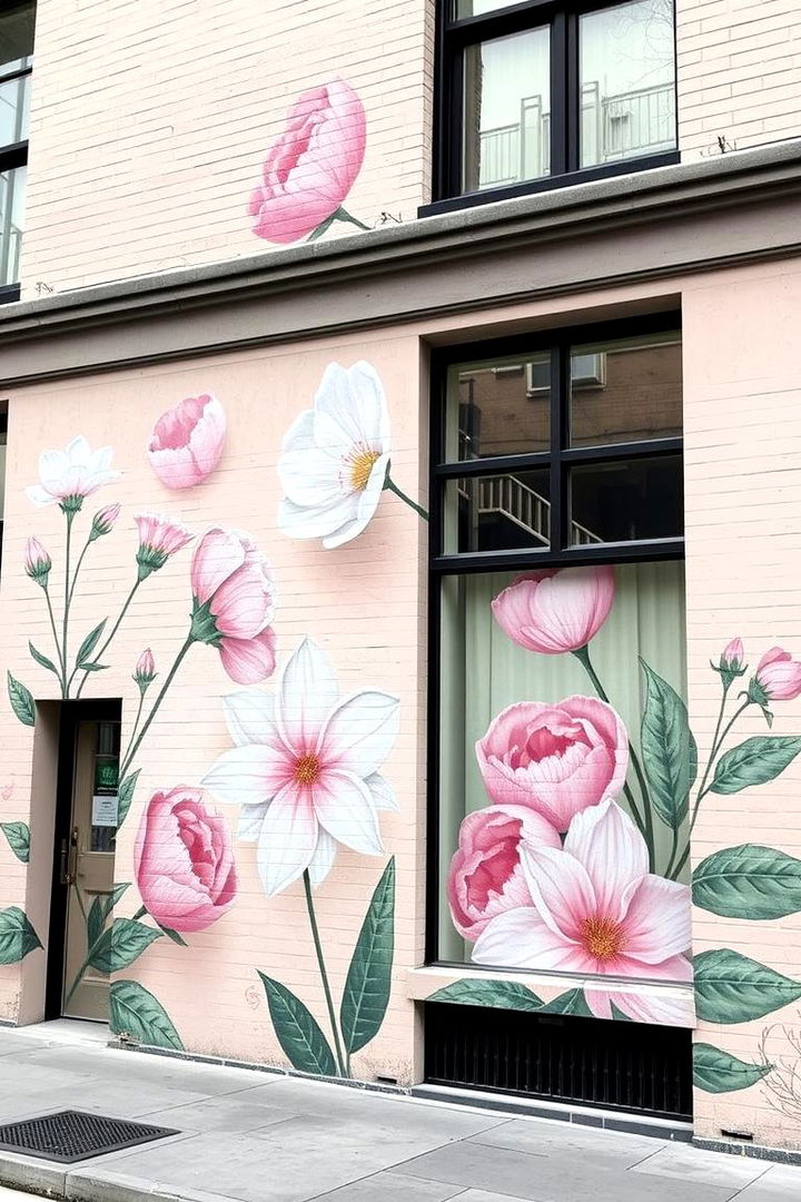 Serene Botanical Retreats - 22 Flower Murals on Buildings