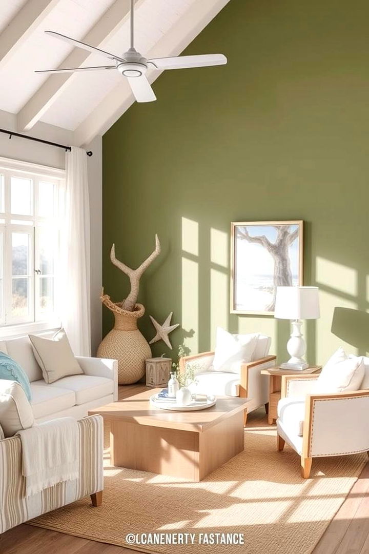 Serene Coastal Retreat - 22 Olive Green Accent Wall Ideas