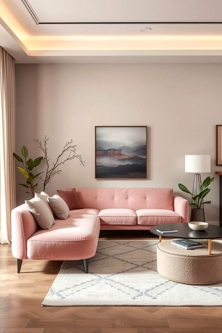 Serene Contrast Balancing - 22 Pink Couch Living Room Ideas