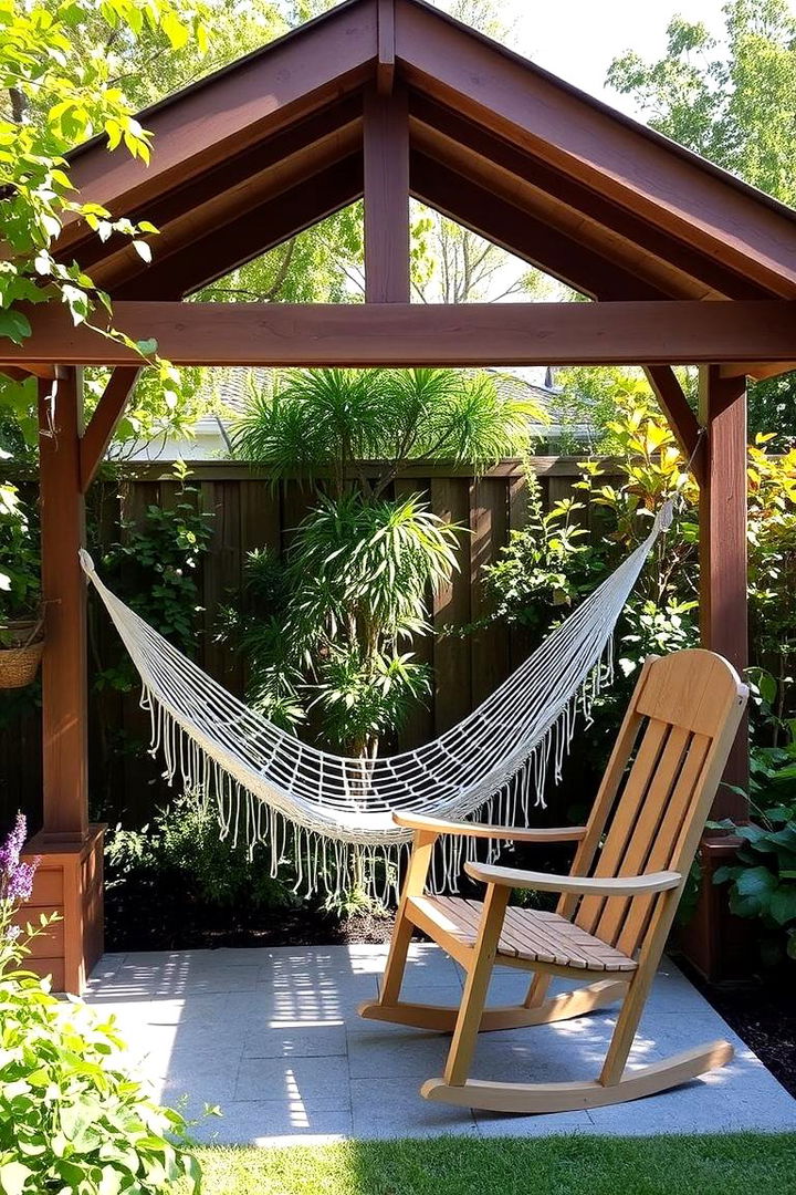Serene Hammock and Rocking Chair Spot - 22 Cheap Backyard Makeover Ideas