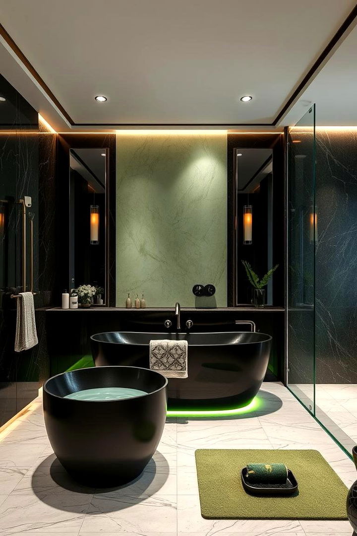 Serene Luxe Retreat - 22 Black and Green Bathroom Ideas