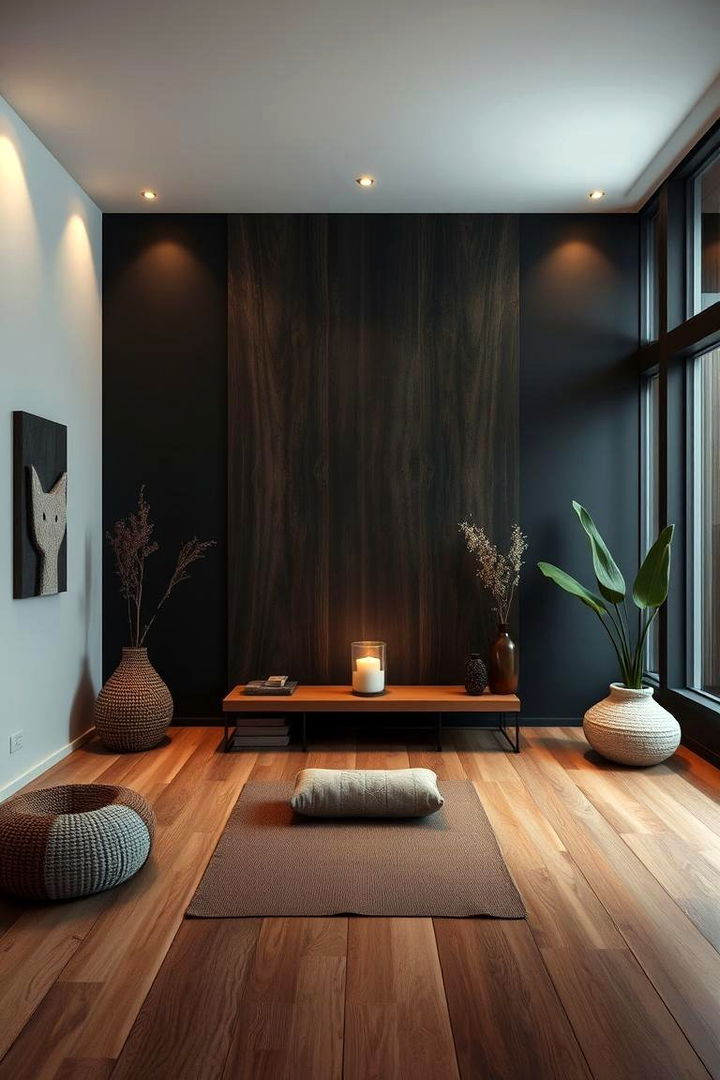 Serene Meditation Room Calm - 22 Black and Brown Interior Design Ideas