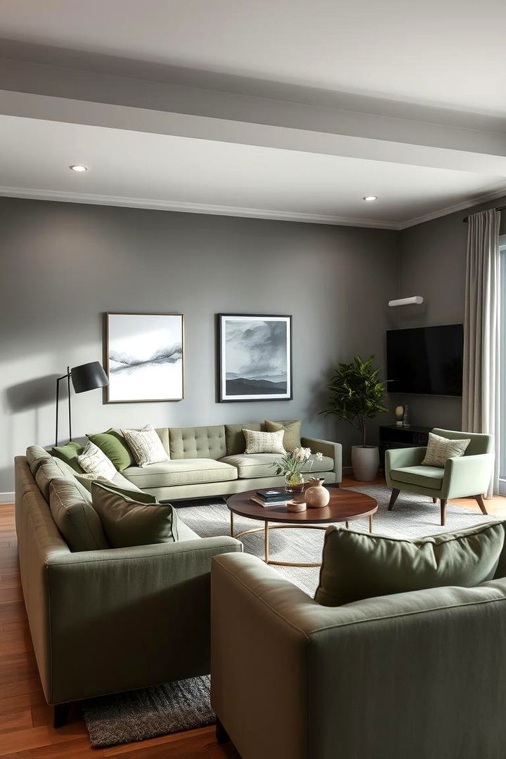Serene Modern Sophistication - 22 Grey and Sage Green Living Room Ideas