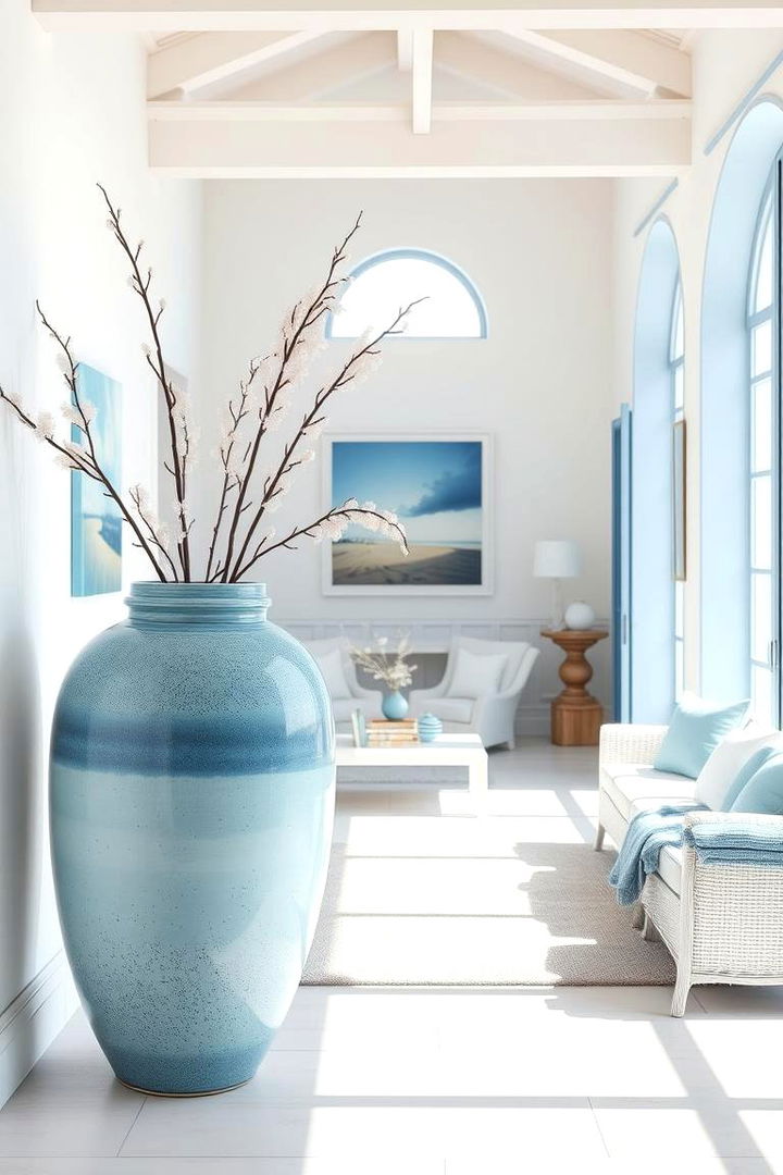 Serene Ocean Blue Accents - 22 Large Floor Vase Decoration Ideas