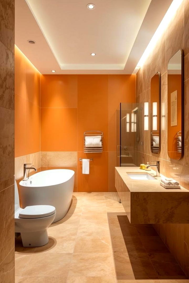 Serene Orange Bathroom Oasis - 22 Orange Room Ideas