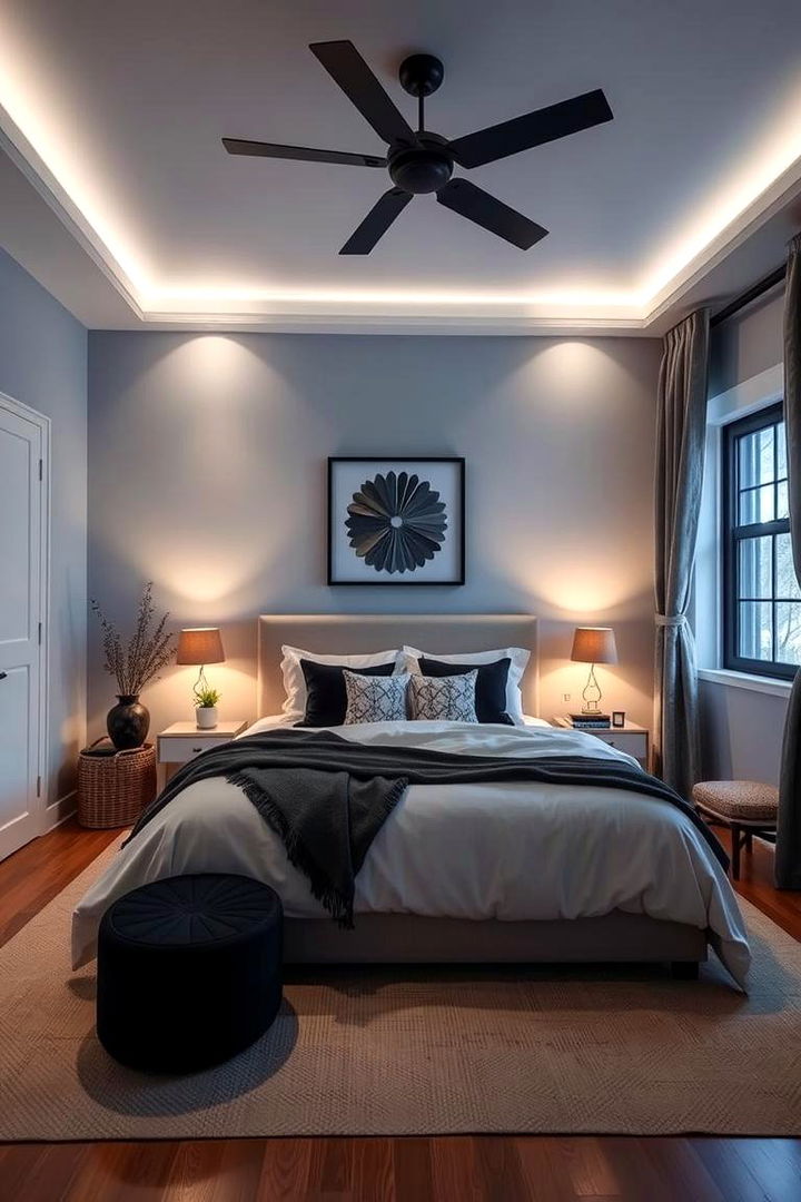 Serene Retreat with Balanced Elements - 22 Black and Blue Bedroom Ideas