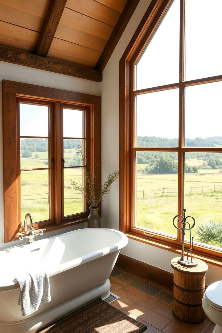 Serene Scenery Through Rustic Windows - 22 Country Bathroom Ideas