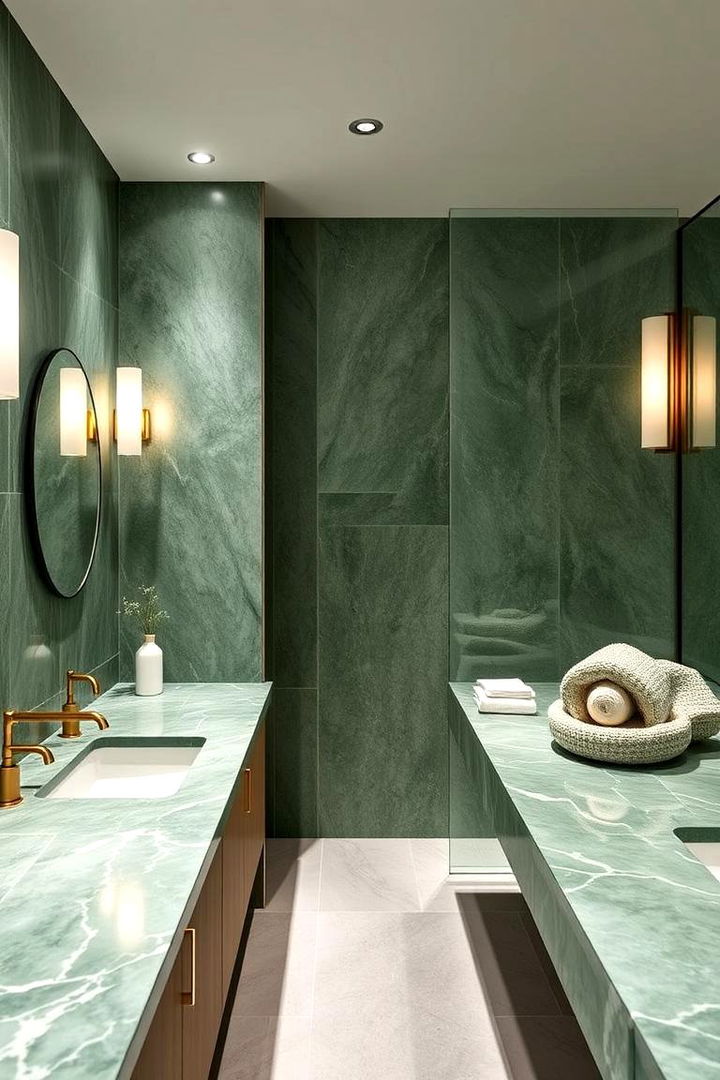 Serene Spa Like Green Marble Ambiance - 22 Green Marble Countertop Design Ideas