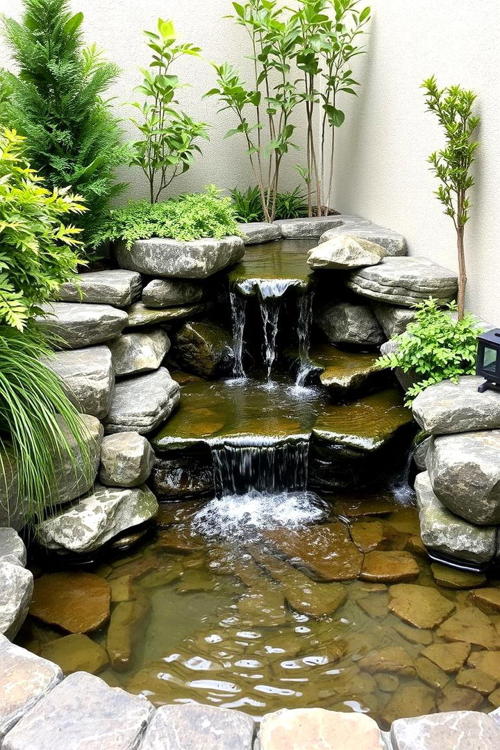Serene Water Feature Corner - 22 Covered Patio Ideas