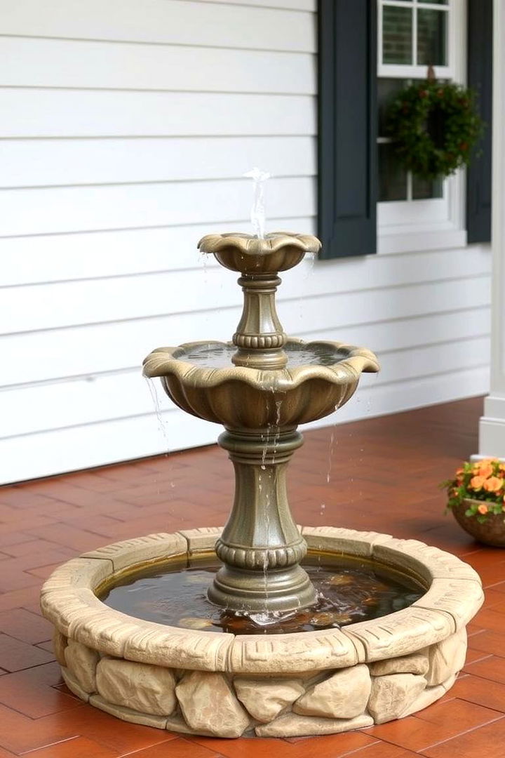 Serene Water Feature or Fountain - 22 Southern Front Porch Ideas
