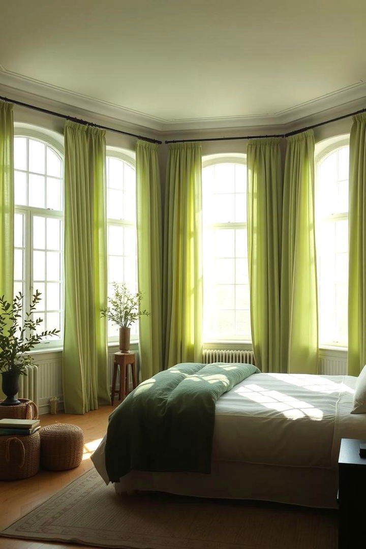 Serene Window Treatments - 22 Forest Green Bedroom Ideas