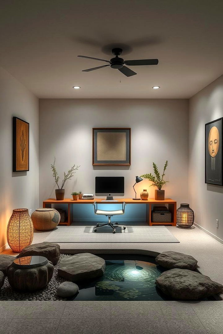 Serene Zen Office - 22 basement office ideas