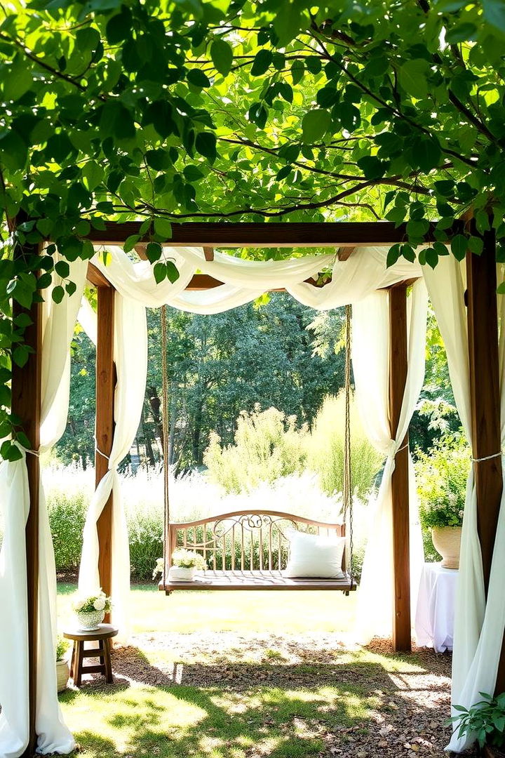 Shaded Arbor with Swing - 22 Outdoor Reading Nook Ideas