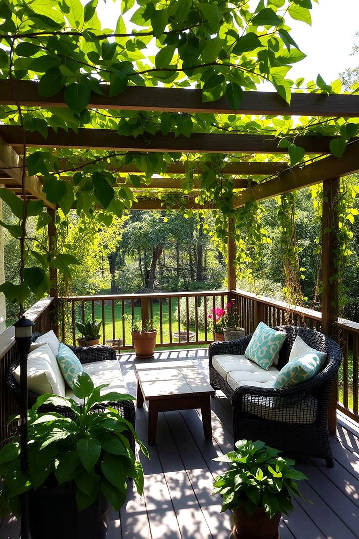 Shaded Nature Retreat Spots - 22 Deck Decorating Ideas With Plant