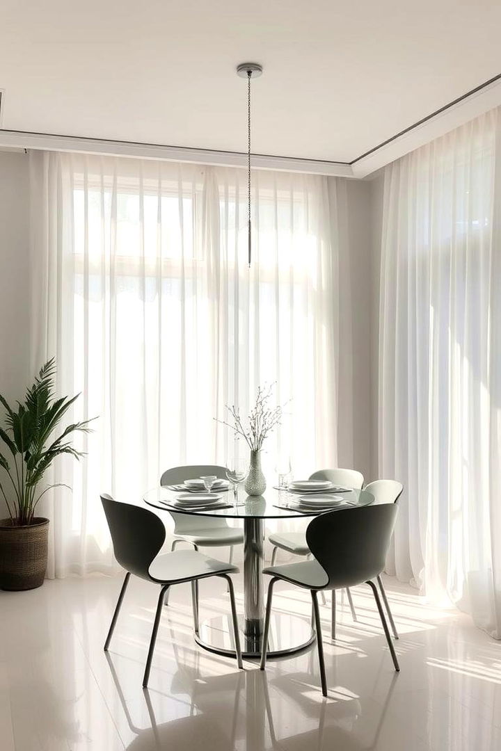 Sheer Drapes for a Soft Dining Ambience - 22 Dining Room Curtain Ideas