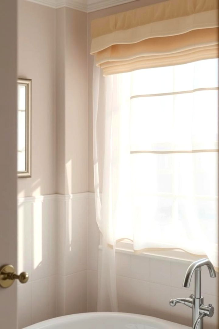 Sheer Roman Shades for Delicacy - 22 Bathroom Window Treatment Ideas