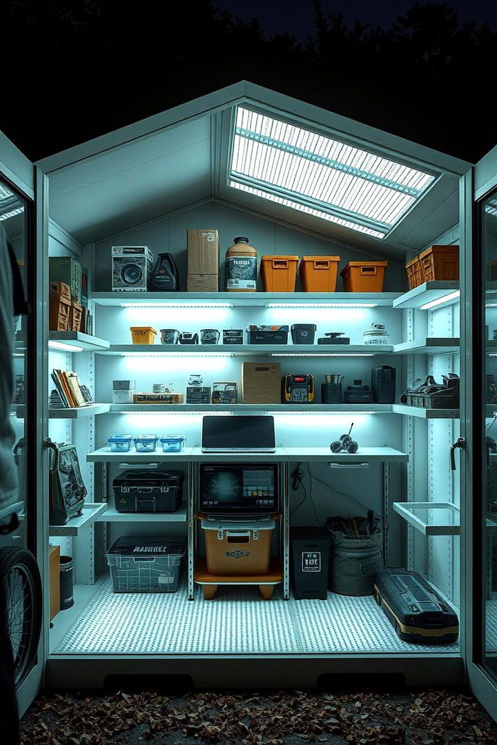 Shelving with Integrated Lighting - 22 Shed Shelving Ideas