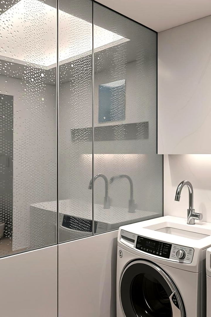 Shimmering Glass Panels - 22 Laundry Room Backsplash Ideas