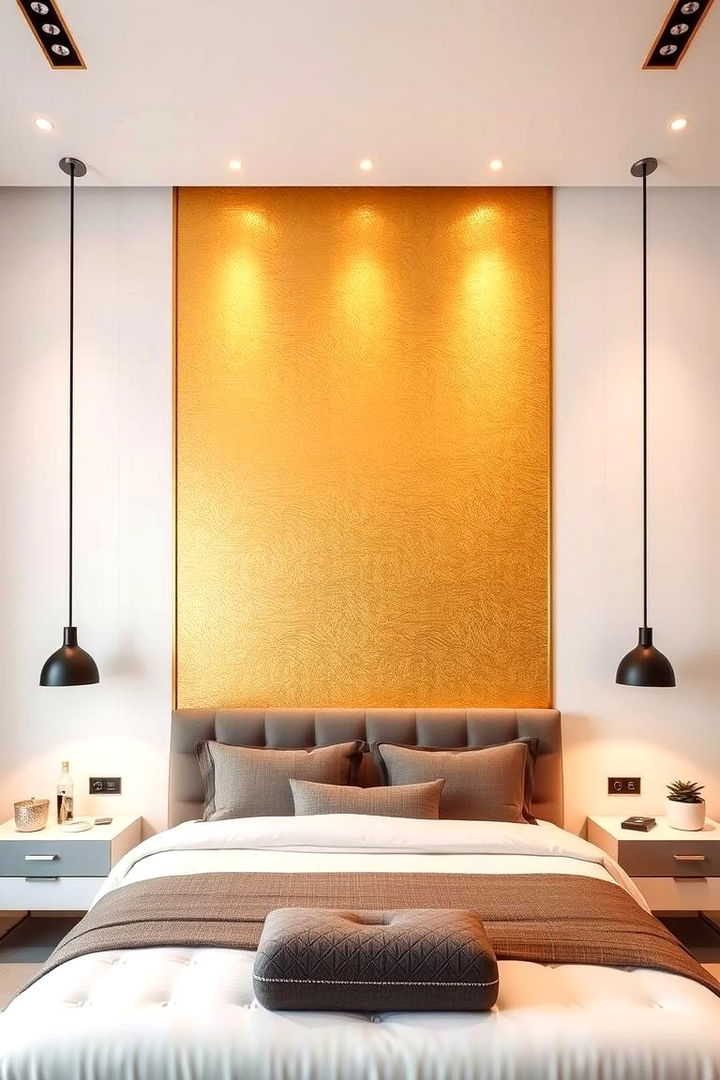Shimmering Gold Accent Walls - 22 Gold Bedroom Ideas