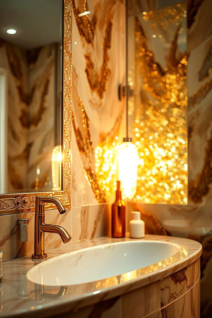 Shimmering Metallic Highlights - 22 Colorful Bathroom Ideas