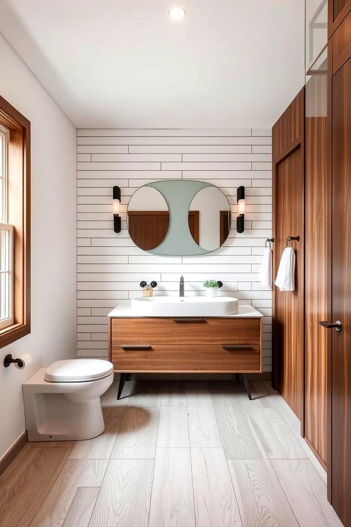 Shiplap Focal Point with Modern Vanity - 22 shiplap bathroom ideas