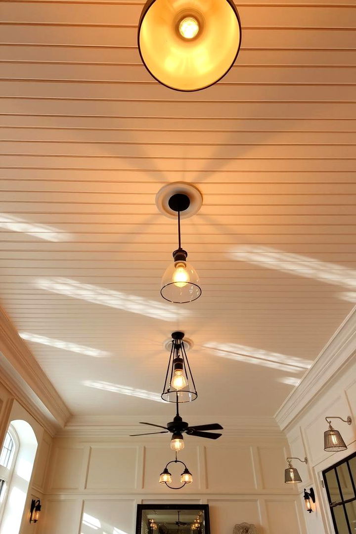 Shiplap and Pendant Lighting Synergy - 22 Shiplap Ceiling Ideas