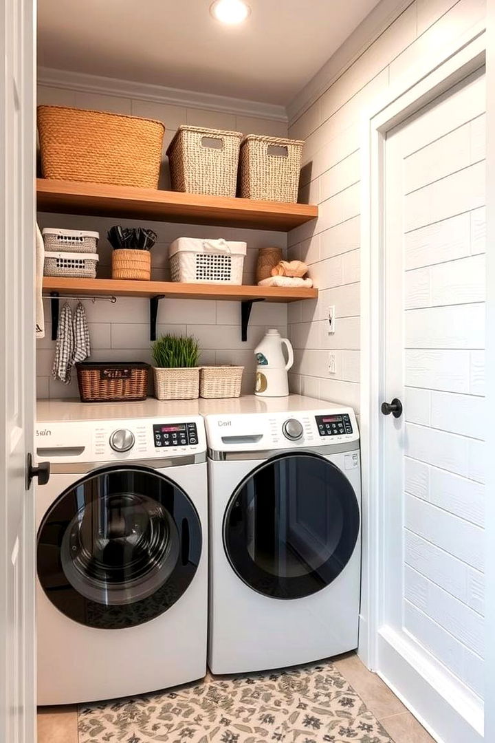 Shiplap in Compact Corner Laundries - 22 Shiplap Laundry Room Ideas