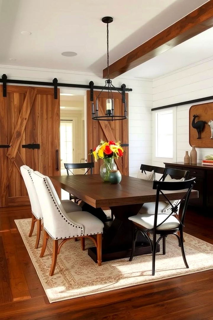Shiplap with Barn Door Elements - 22 Shiplap Dining Room Wall Ideas
