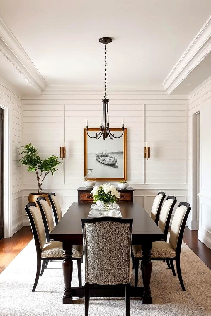 Shiplap with Crown Molding - 22 Shiplap Dining Room Wall Ideas