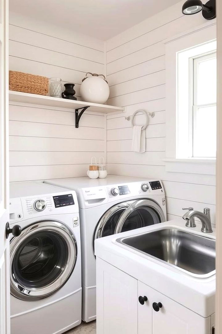 Shiplap with Vintage Hardware Accents - 22 Shiplap Laundry Room Ideas
