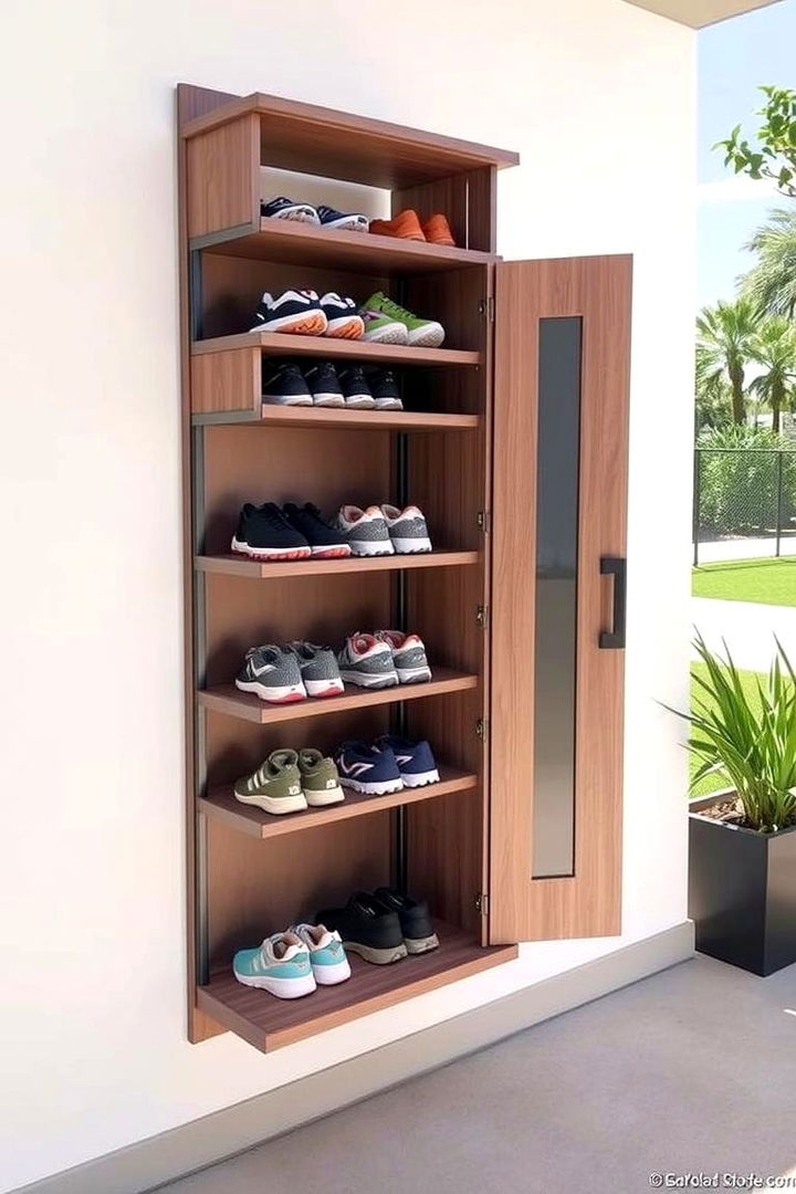 Shoe Rack with Integrated Locker - 22 Outdoor Shoe Storage Ideas