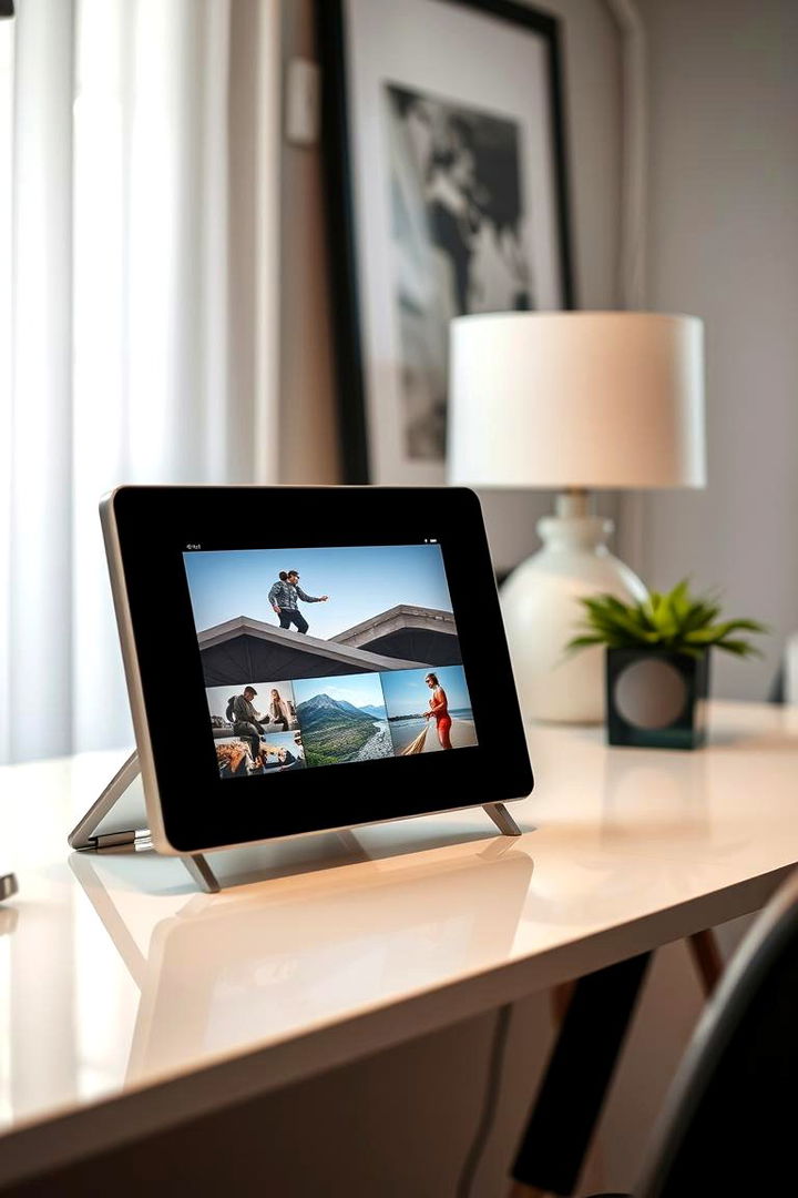 Showcase with Digital Frames - 22 Photo Storage Ideas