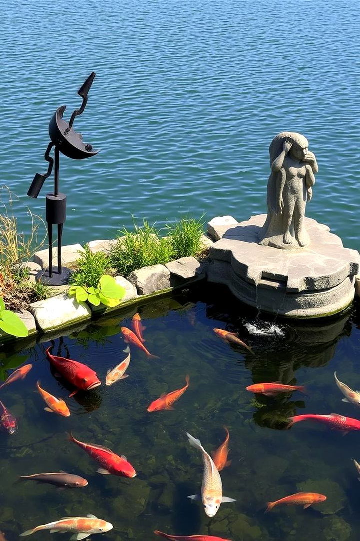 Showcasing Artistic Sculptural Elements - 22 Fish Pond Ideas