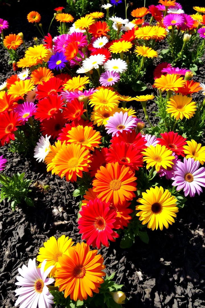 Showcasing Colorful Floral Arrangements - 22 Black Mulch Landscaping Ideas