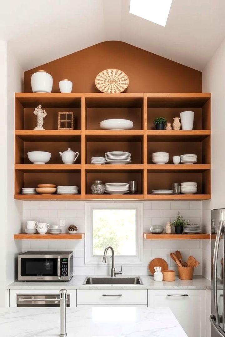 Showcasing Open Shelving Displays - 22 Vaulted Ceiling Kitchen Ideas