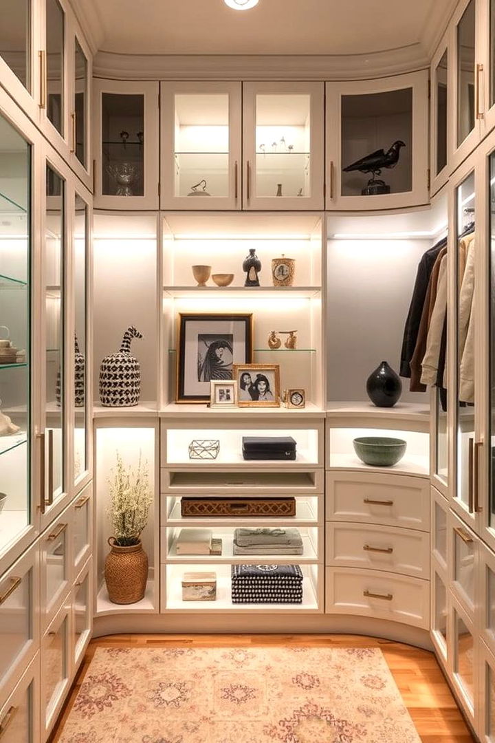 Showcasing Personal Accessories with Display Options - 22 Walk in Closet Ideas