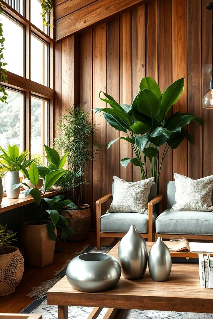 Silver Decor with Natural Elements - 22 Silver Living Room Ideas