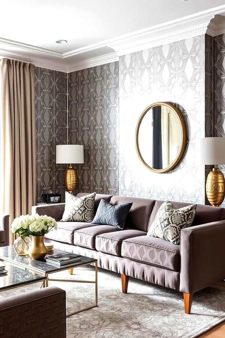 Silver Geometric Patterns - 22 Silver Living Room Ideas