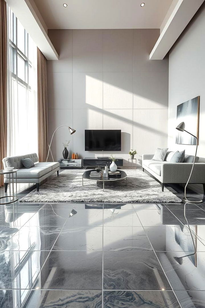 Silver Texture Rug and Floor - 22 Silver Living Room Ideas