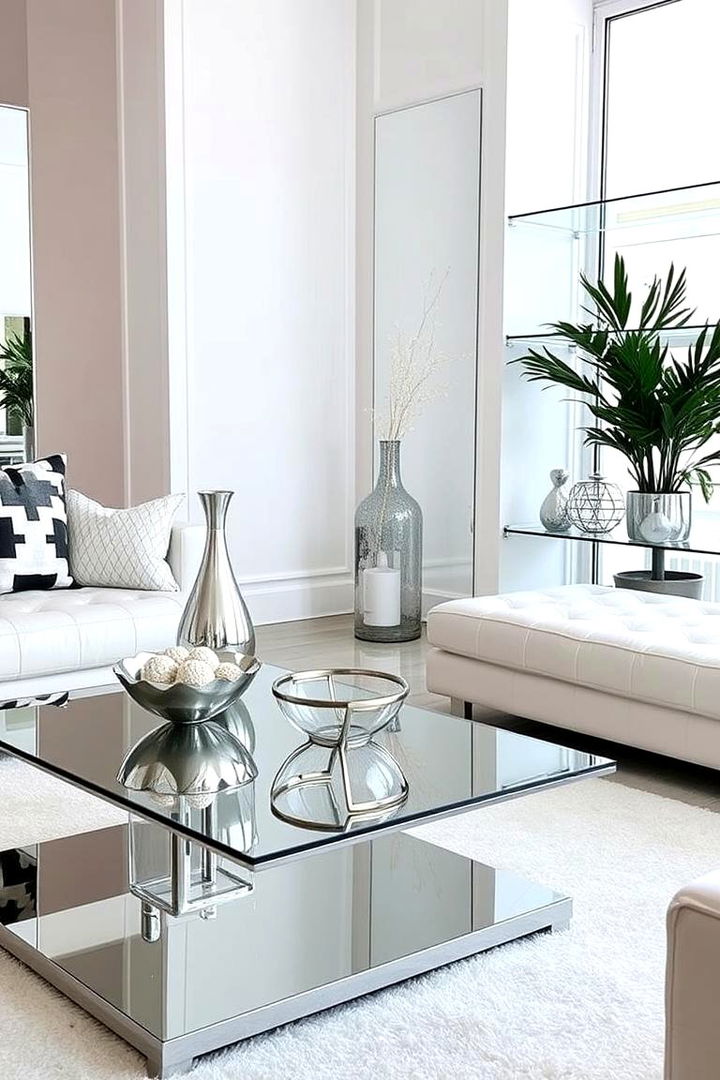 Silver and Glass Modern Decor - 22 Silver Living Room Ideas